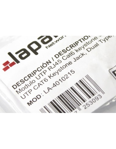 Modulo RJ45 Cat6 UTP hembra tipo Keystone (Detalle bolsa)