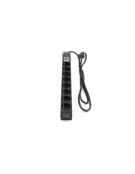 Regleta rack 19" 8 X Schuko con interruptor (Vista frontal)