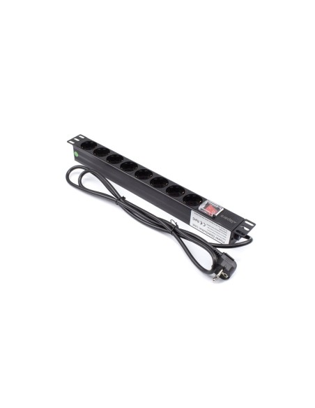 Regleta rack 19" 8 X Schuko con interruptor (Vista lateral)