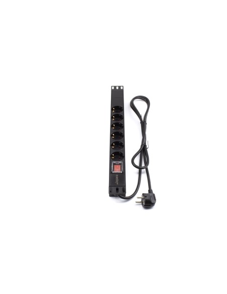 Regleta rack 19" 6 X Schuko con interruptor (Vista frontal)