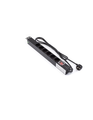 Regleta rack 19" 6 X Schuko con interruptor (Vista lateral)
