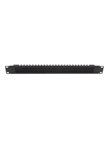 Panel cepillo pasacable rack 19" con retenedor 1U (Vista Frontal)