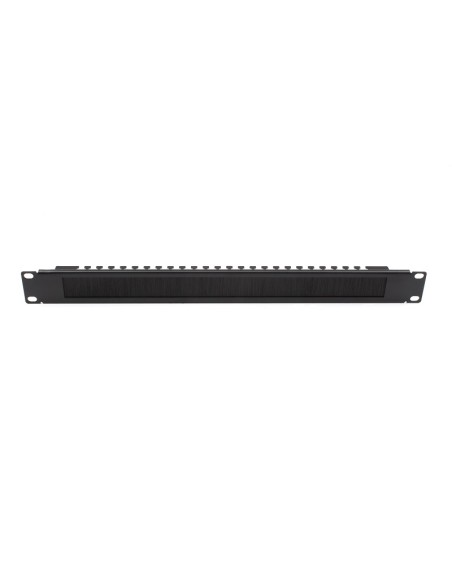 Panel cepillo pasacable rack 19" con retenedor 1U (Vista Frontal)