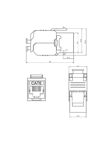 Modulo hembra RJ445 Cat 6 FTP ( Esquema)
