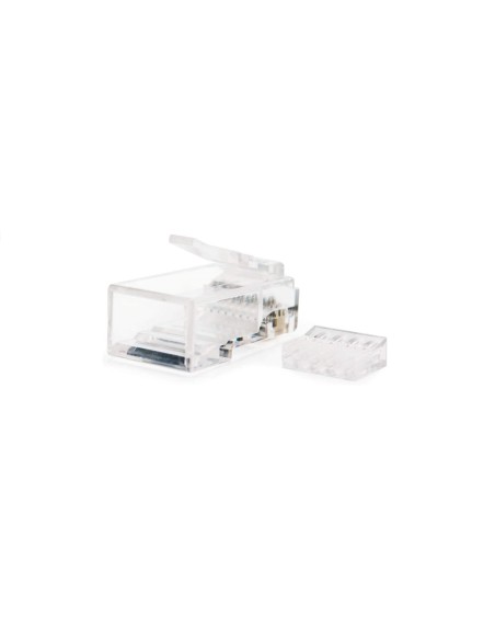 Conector macho RJ45 Cat6 con guía (Vista trasera)