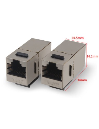 Modulo adaptador doble hembra RJ45 Cat6 FTP (Detalle medidas)