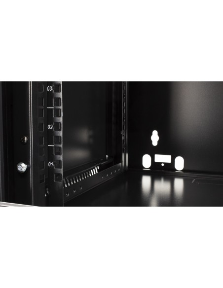 Armario rack mural 12U A600 F450 formato FlatPack (Vista linterior)